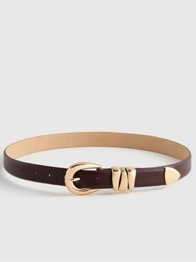 QUINCE Elissa Triple Keeper European Leather Belt Espresso S 024